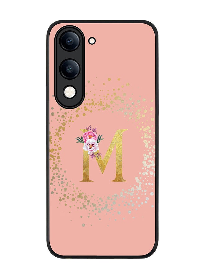 For vivo Y04 / Y29t 5G Case,Slim fit Camera Protection, Shockproof Thin Phone cover  - Custom Monogram Floral - M  (Rose Pink )